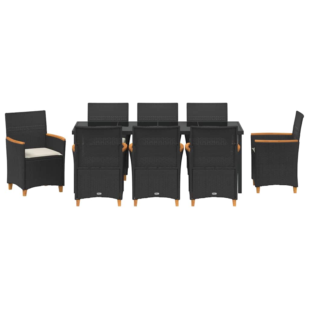 Have Spisebordssæt 9 stk. Sort polyrattan