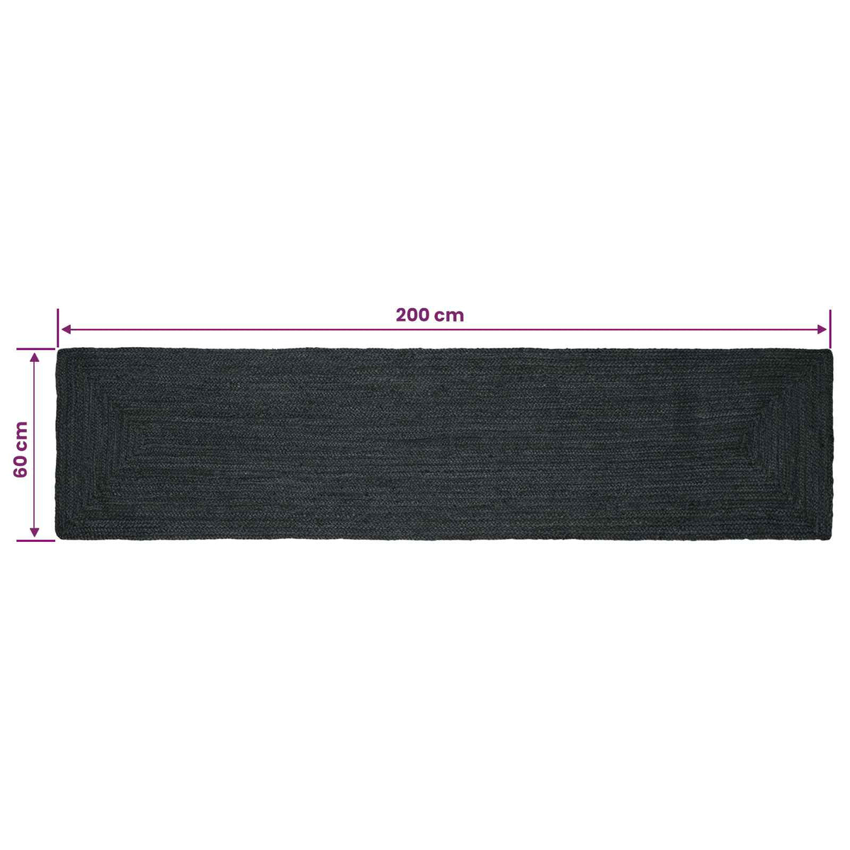 Område tæppe Mørkegrå 60 x 200 cm Jute