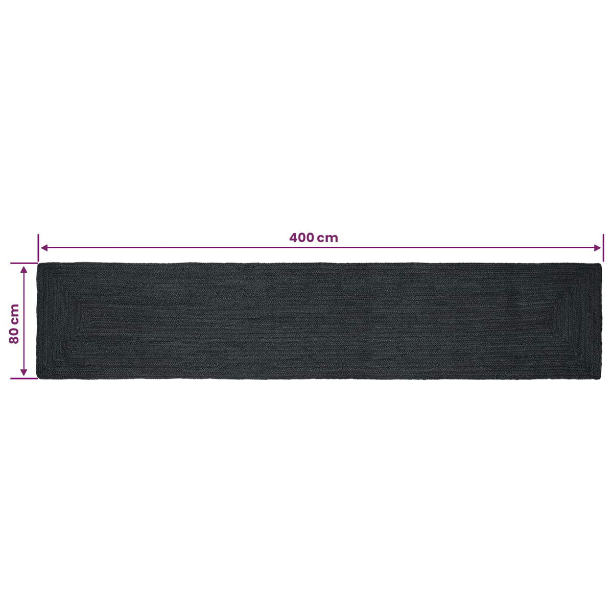 Område tæppe Mørkegrå 80 x 400 cm Jute