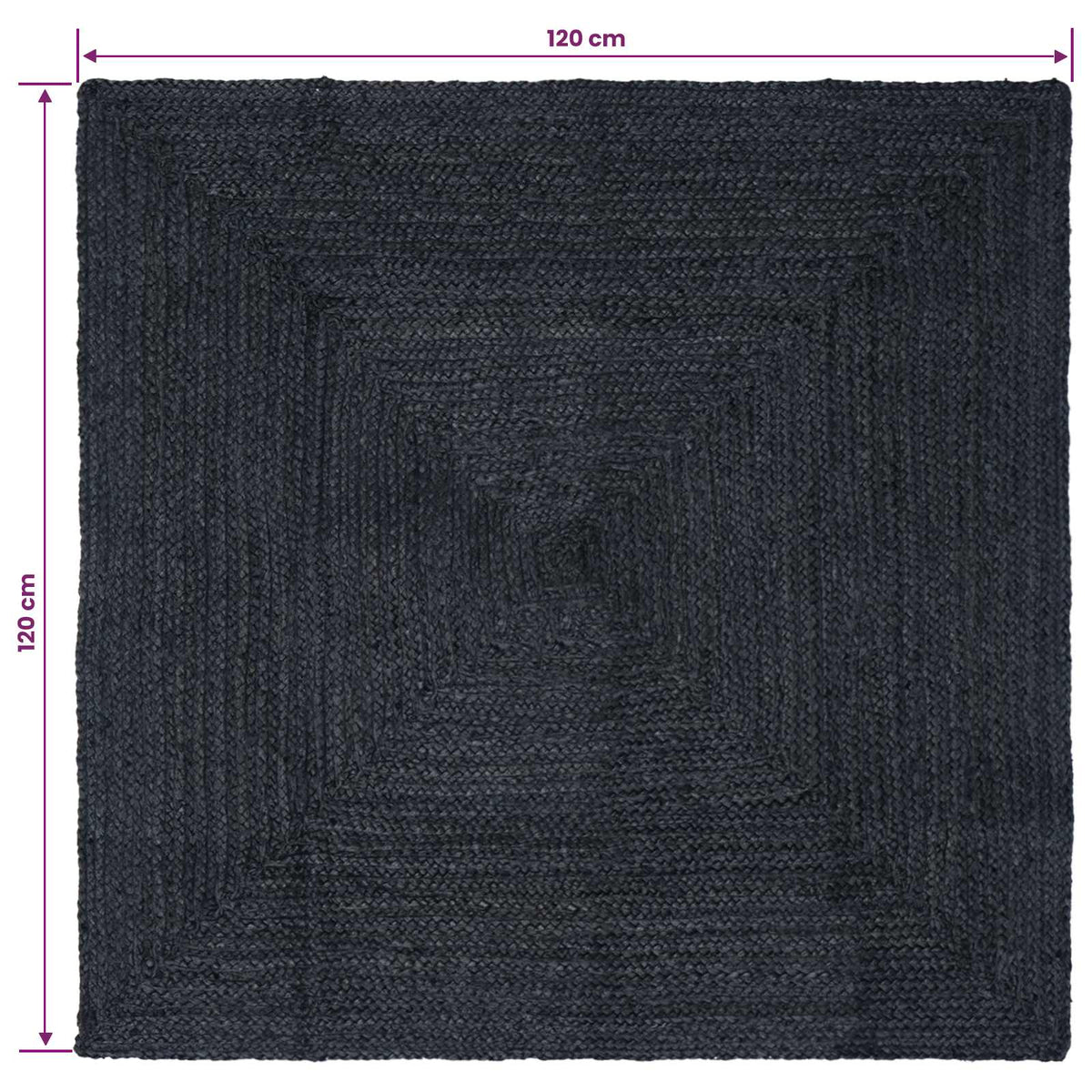 Område tæppe Mørkegrå 120 x 120 cm Jute