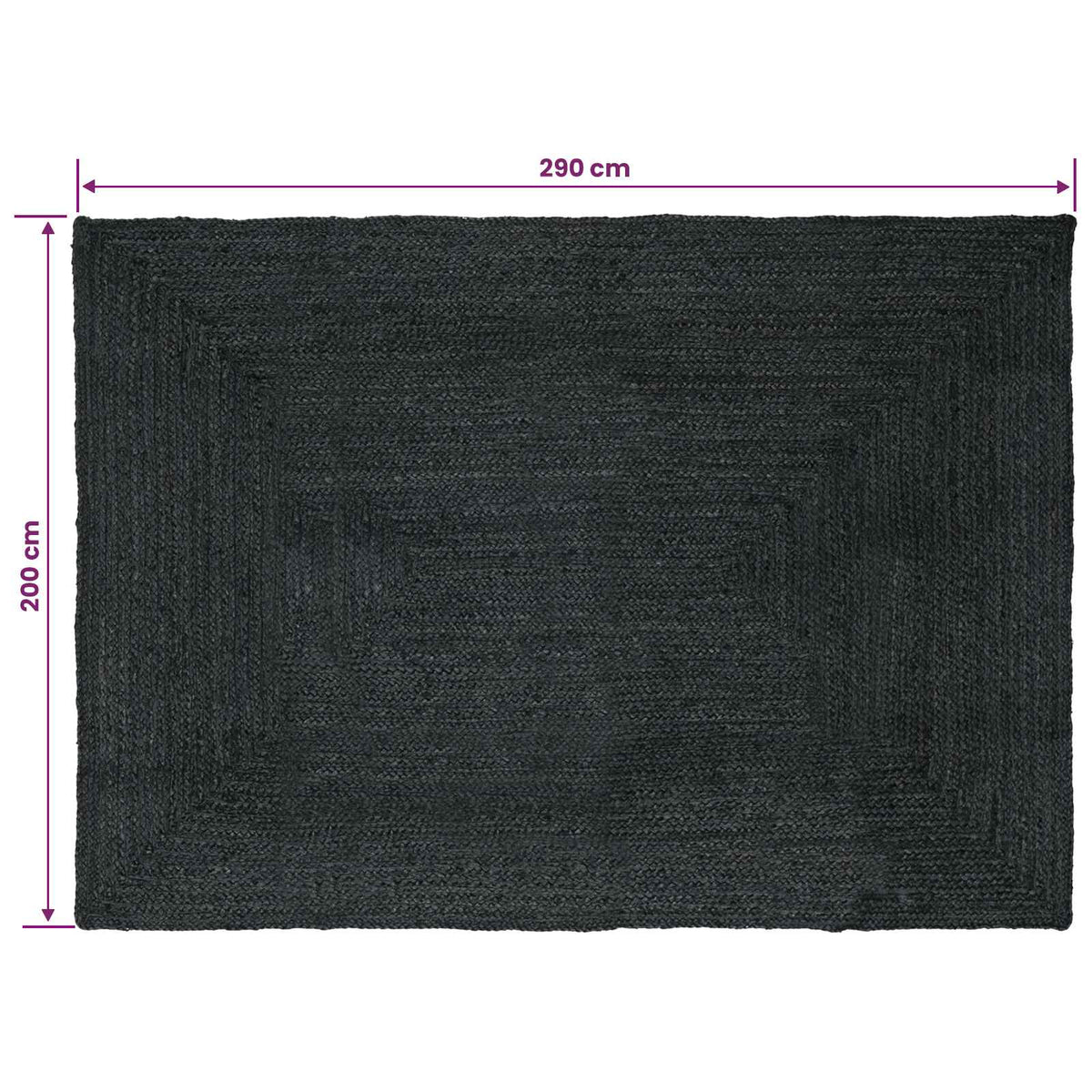 Område tæppe Mørkegrå 200 x 290 cm Jute