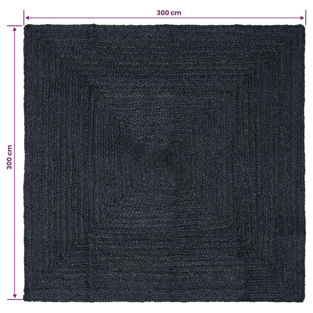 Område tæppe Mørkegrå 300 x 300 cm Jute