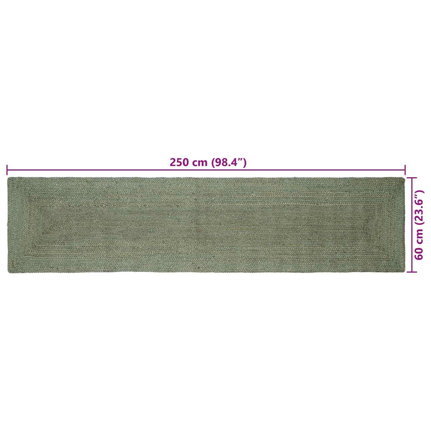 Område tæppe Olivengrøn 60 x 250 cm Jute