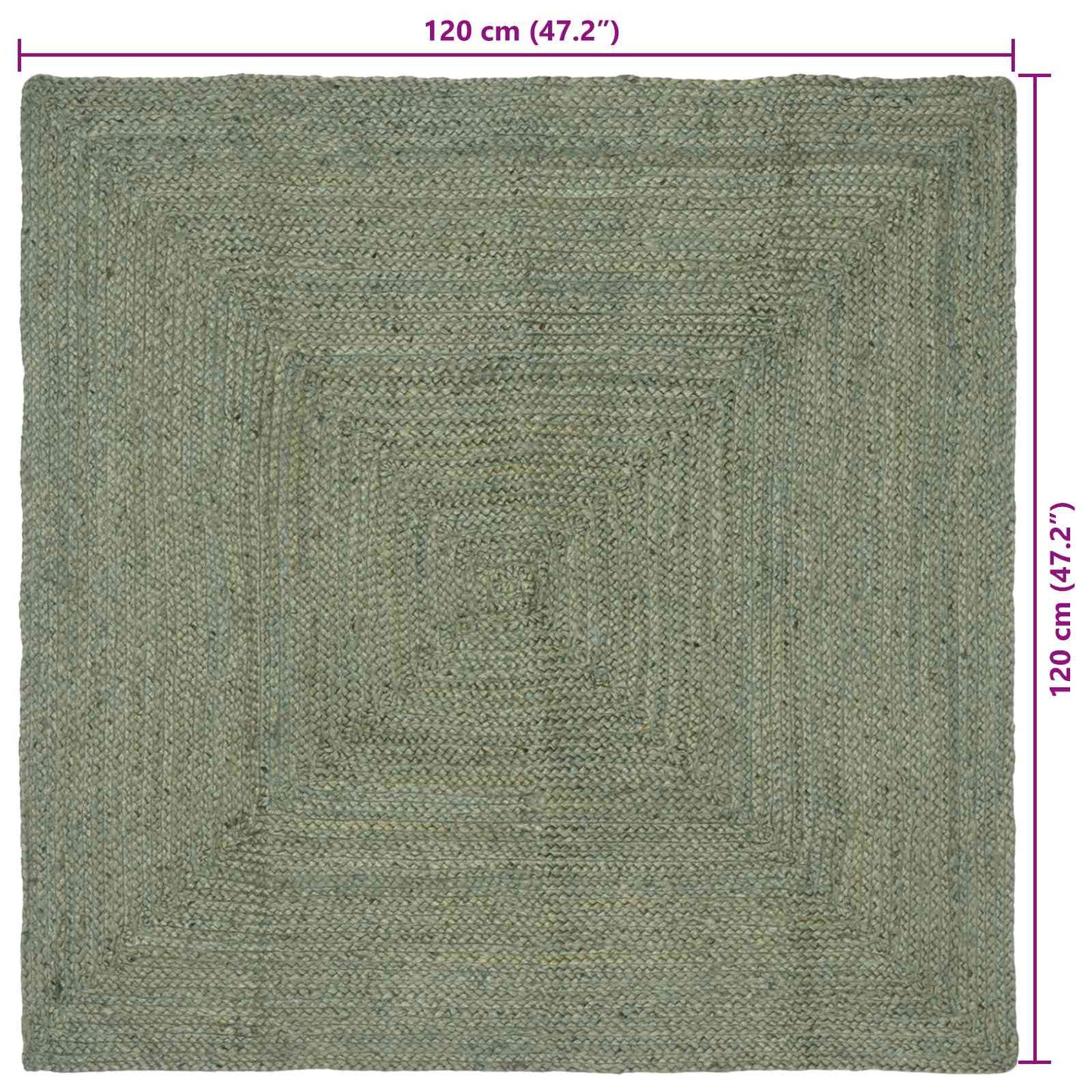 Område tæppe Olivengrøn 120 x 120 cm Jute