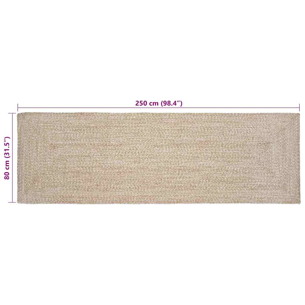 Område tæppe Natur og hvid 80 x 250 cm Jute