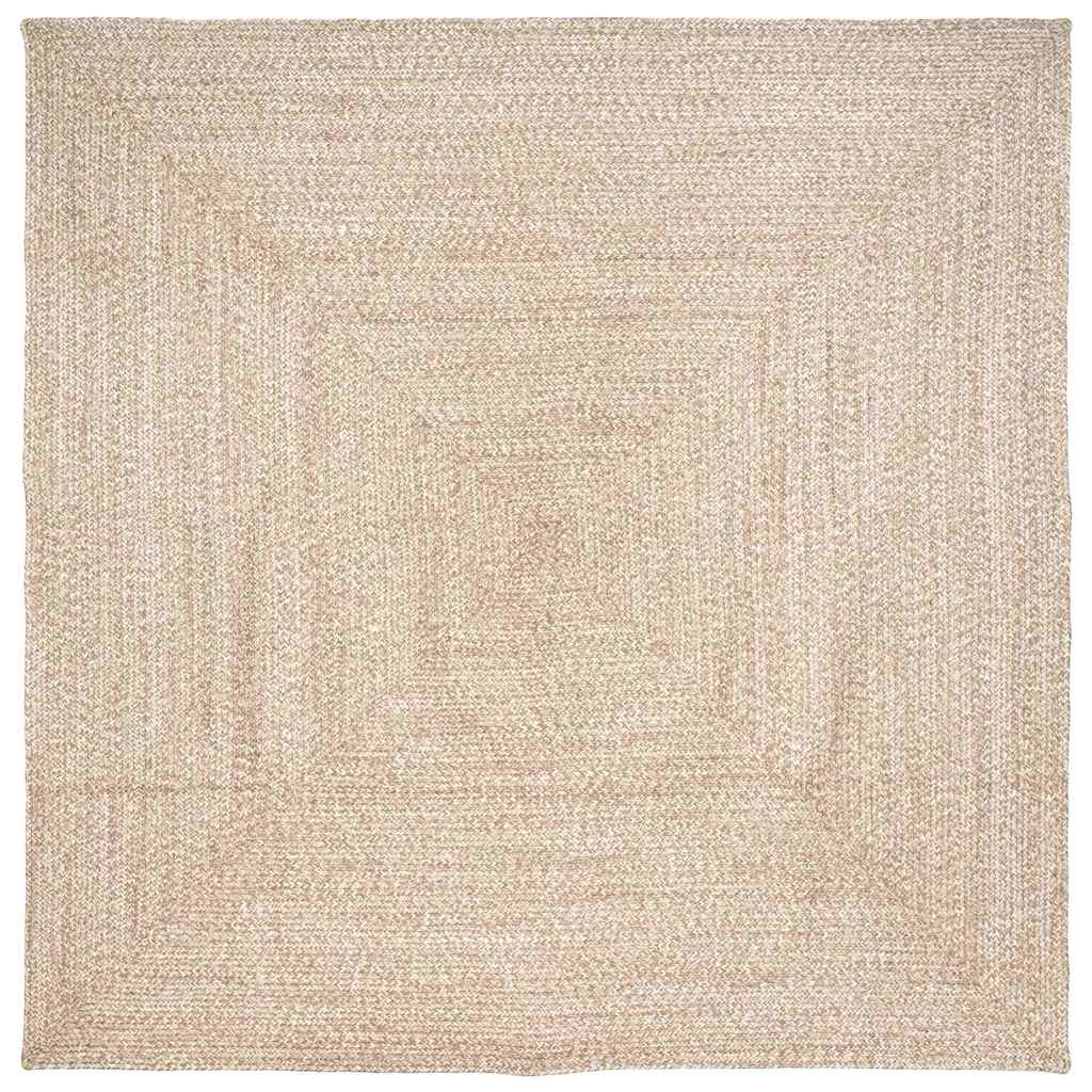 Område tæppe Natur og hvid 200 x 200 cm Jute