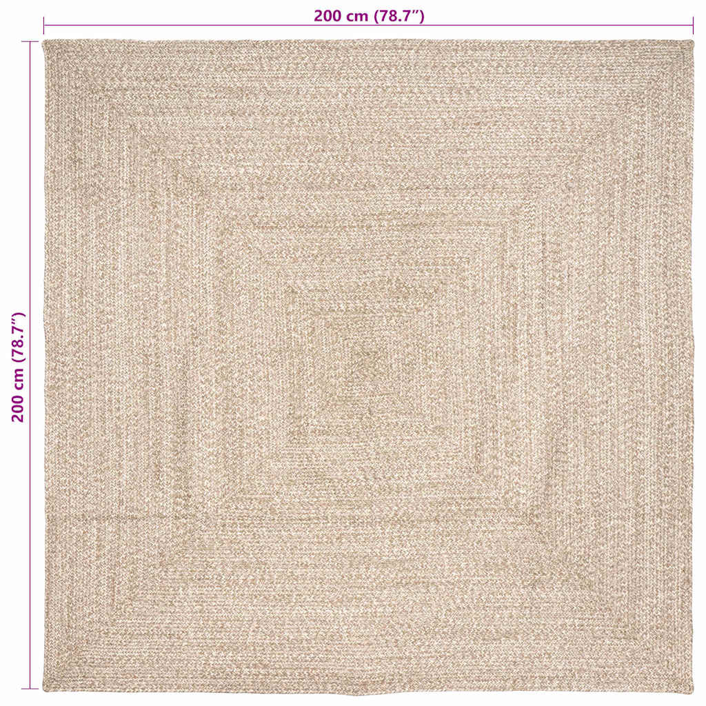 Område tæppe Natur og hvid 200 x 200 cm Jute
