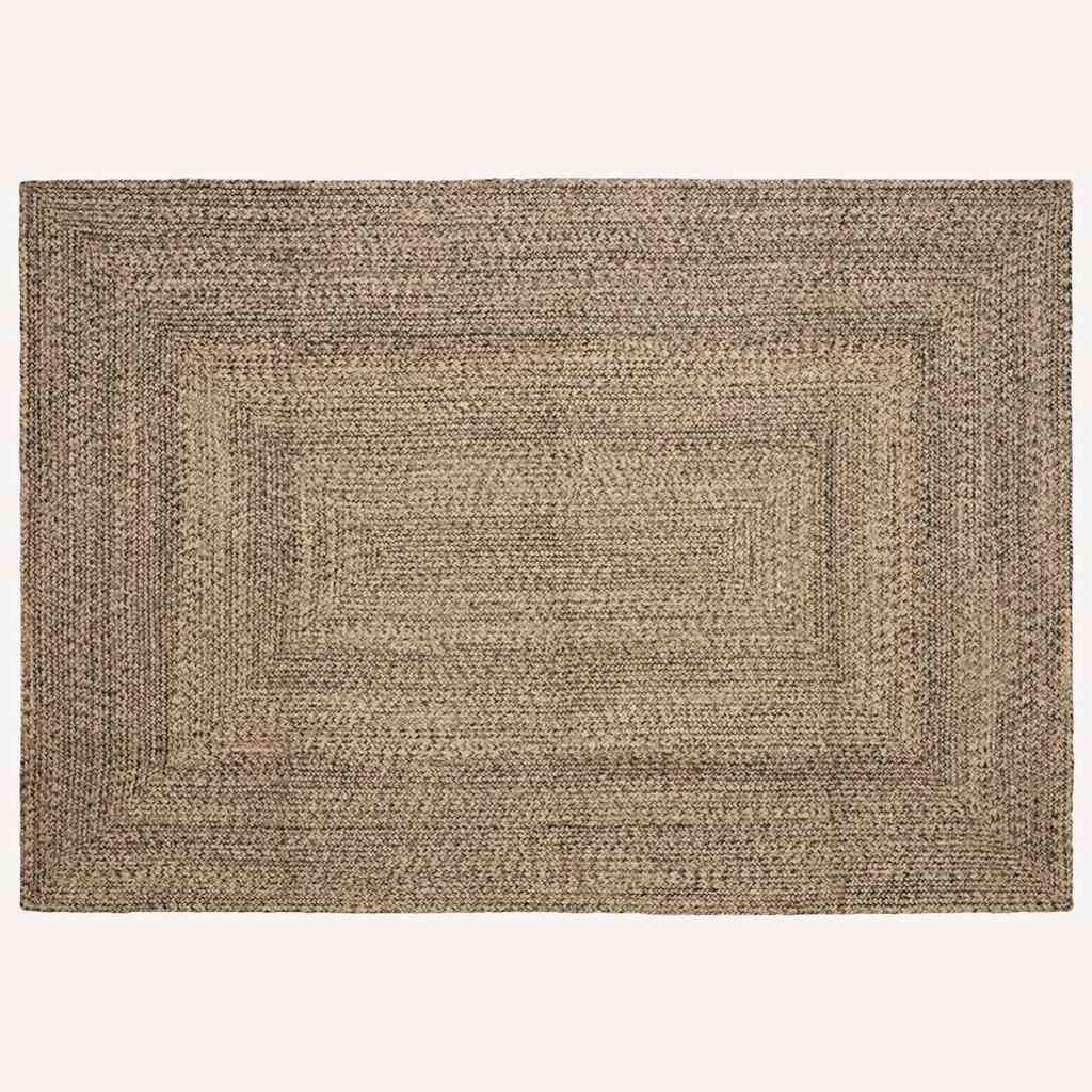 Område tæppe Naturfarvet og sort 160 x 230 cm Jute