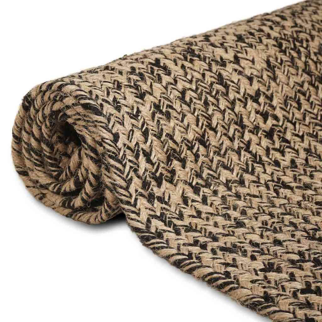 Område tæppe Naturfarvet og sort 240 x 240 cm Jute