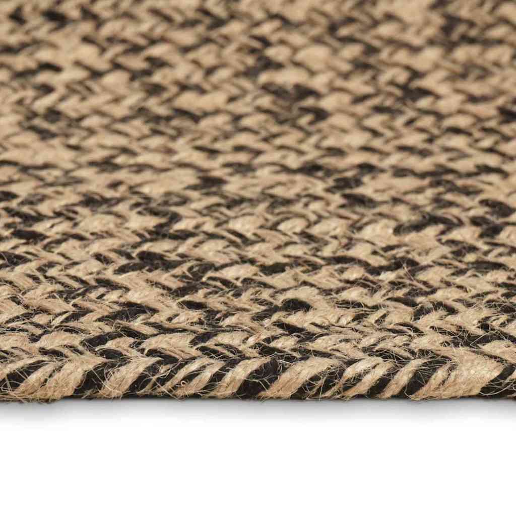 Område tæppe Naturfarvet og sort 240 x 240 cm Jute