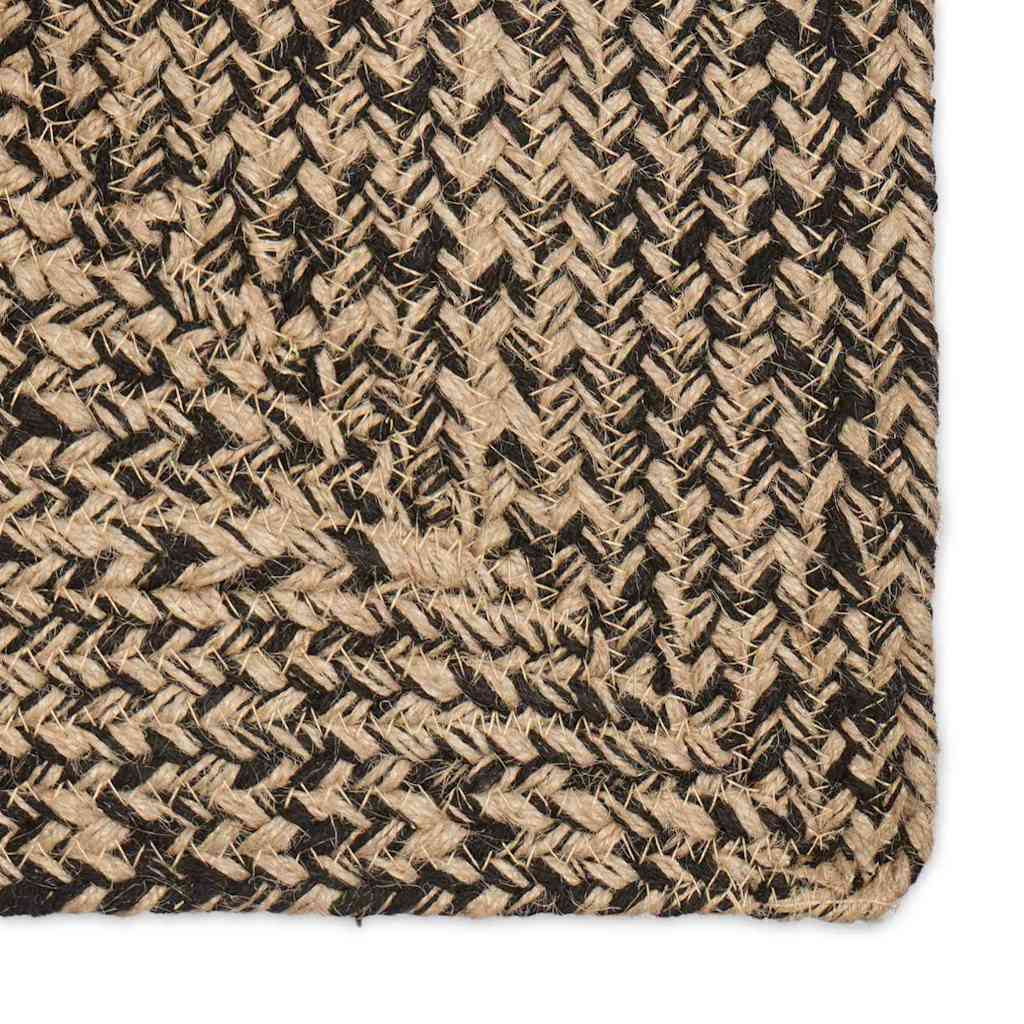 Område tæppe Naturfarvet og sort 240 x 240 cm Jute