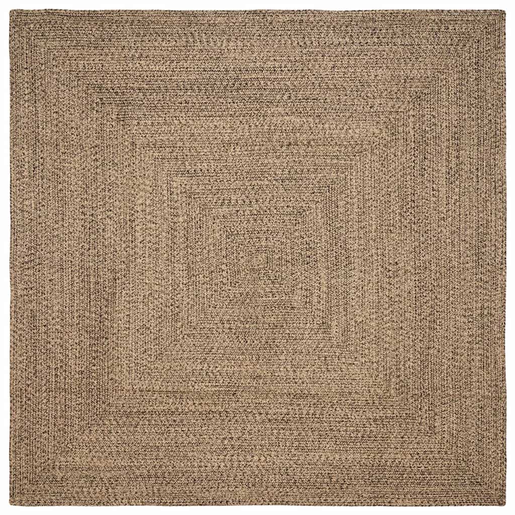 Område tæppe Naturfarvet og sort 240 x 240 cm Jute