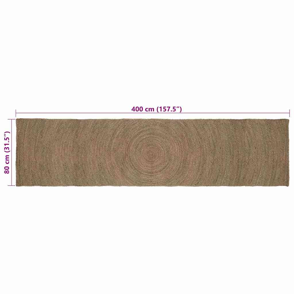 Område tæppe Grå 80 x 400 cm Jute