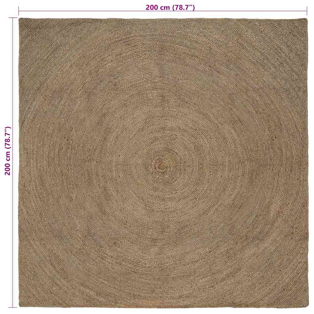 Områdetæpper Grå 200 x 200 cm Jute