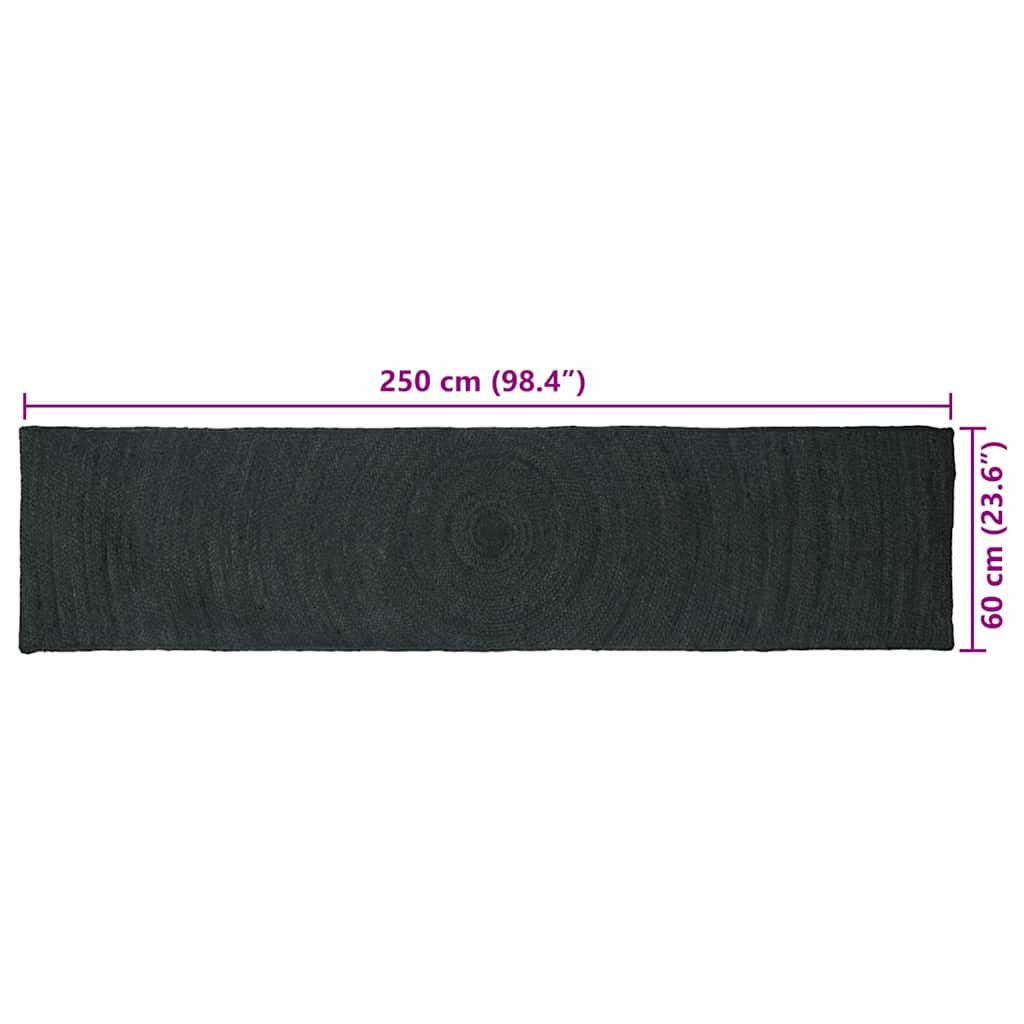 Områdetæpper Mørkegrå 60 x 250 cm Jute