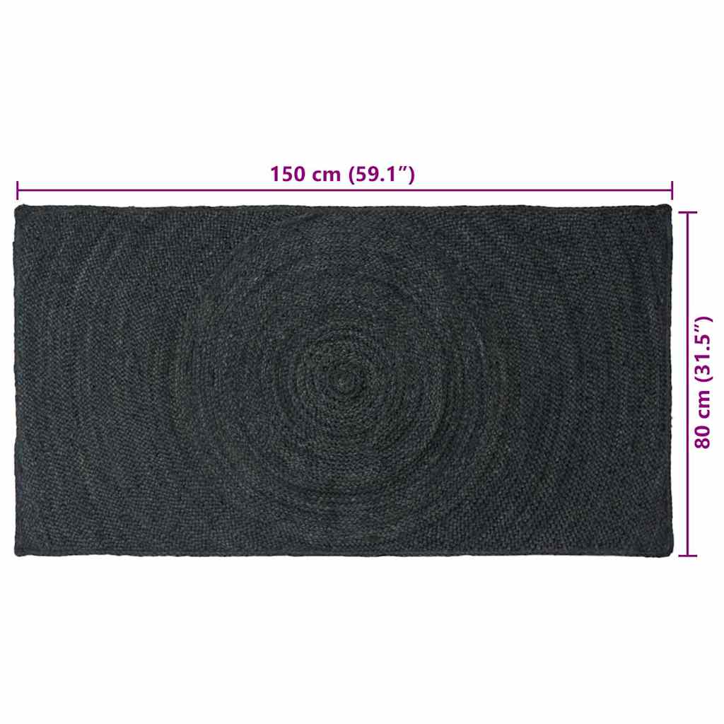Områdetæpper Mørkegrå 80 x 150 cm Jute
