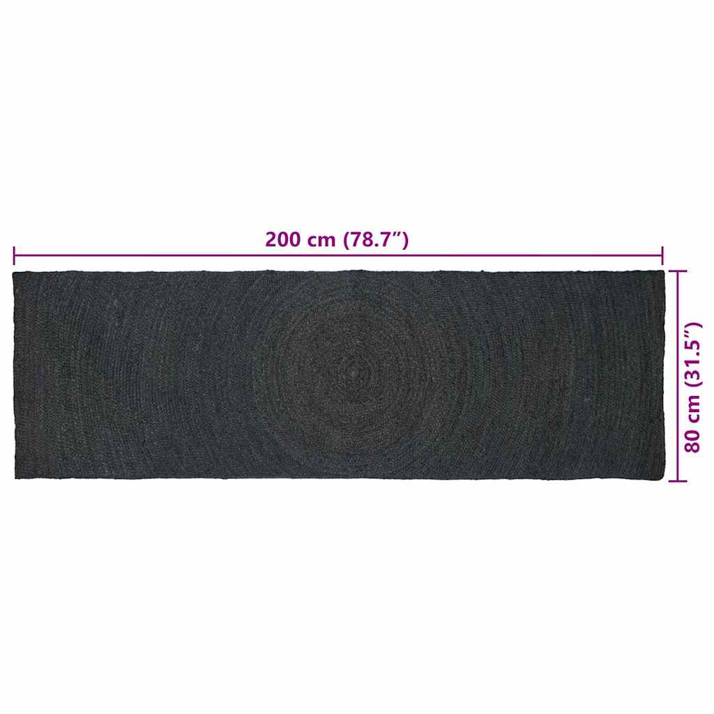 Områdetæpper Mørkegrå 80 x 200 cm Jute