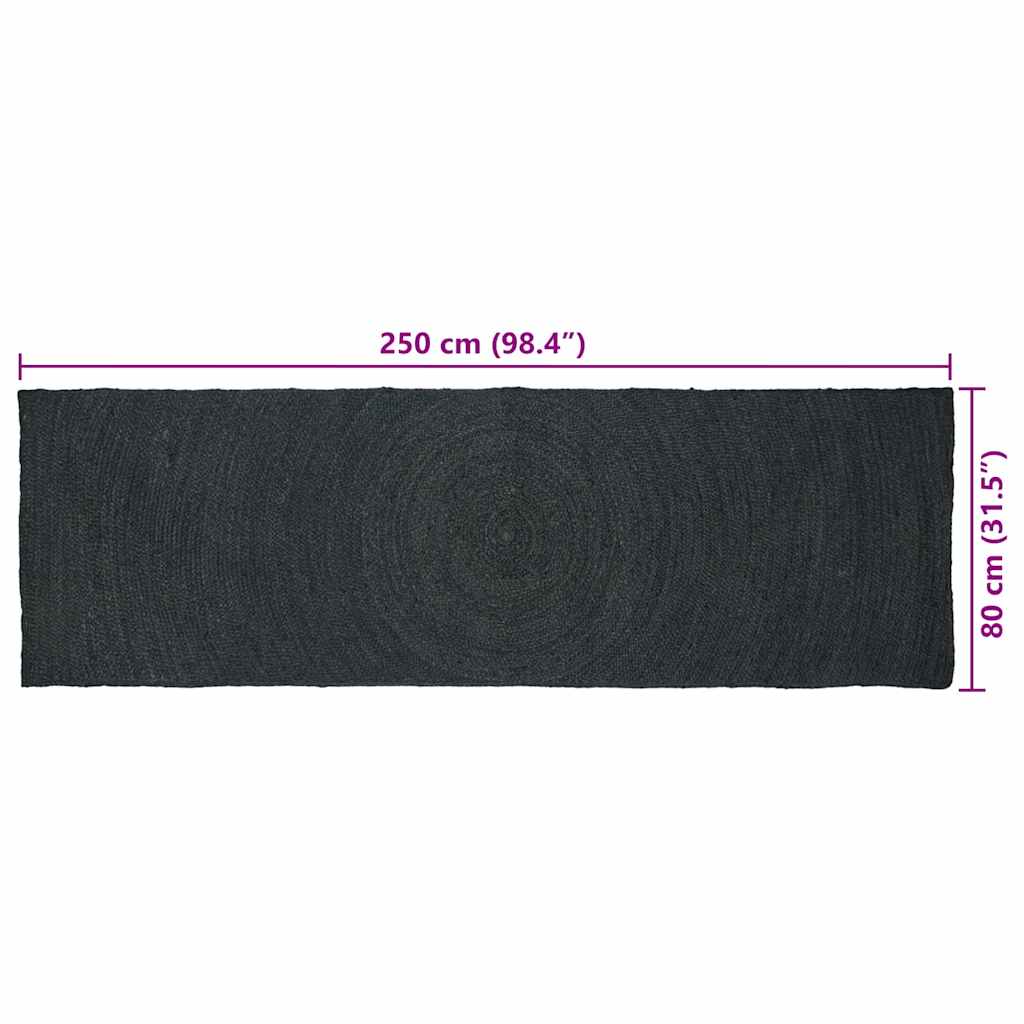 Områdetæpper Mørkegrå 80 x 250 cm Jute