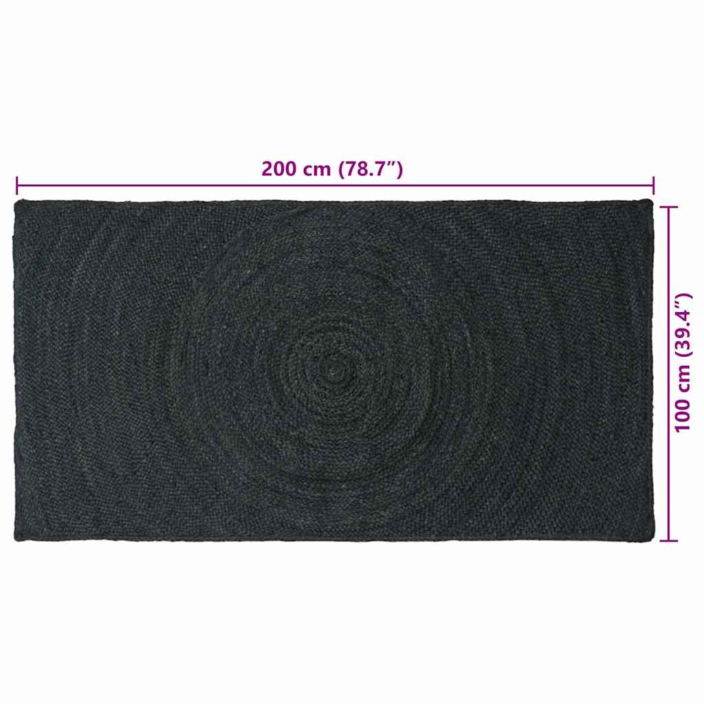Områdetæpper Mørkegrå 100 x 200 cm Jute