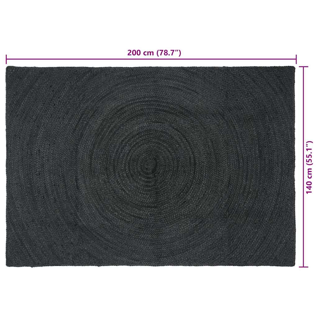Områdetæpper Mørkegrå 140 x 200 cm Jute