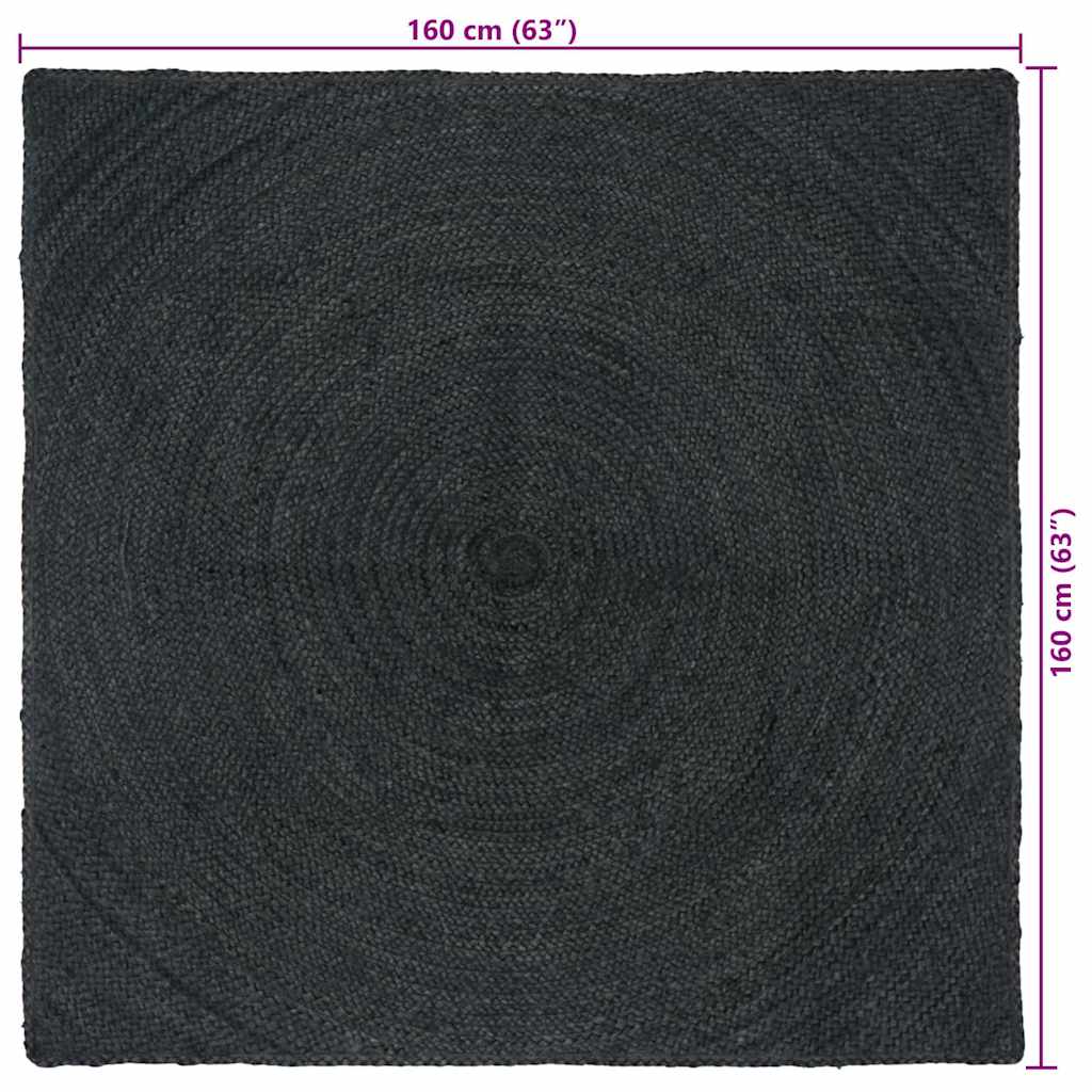 Områdetæpper Mørkegrå 160 x 160 cm Jute