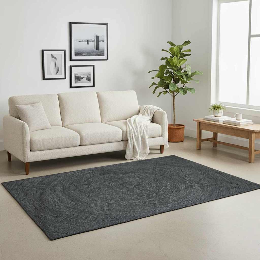 Områdetæpper Mørkegrå 200 x 200 cm Jute