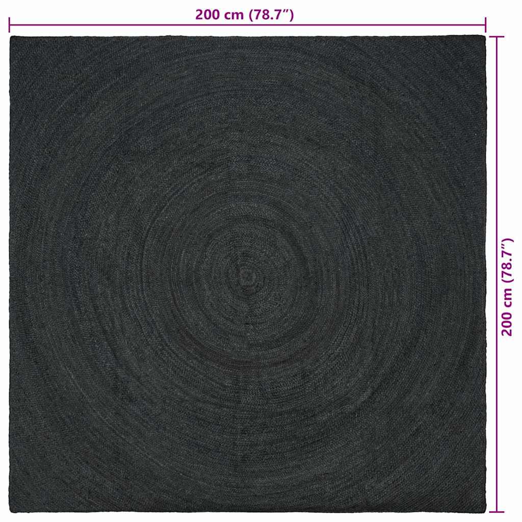 Områdetæpper Mørkegrå 200 x 200 cm Jute