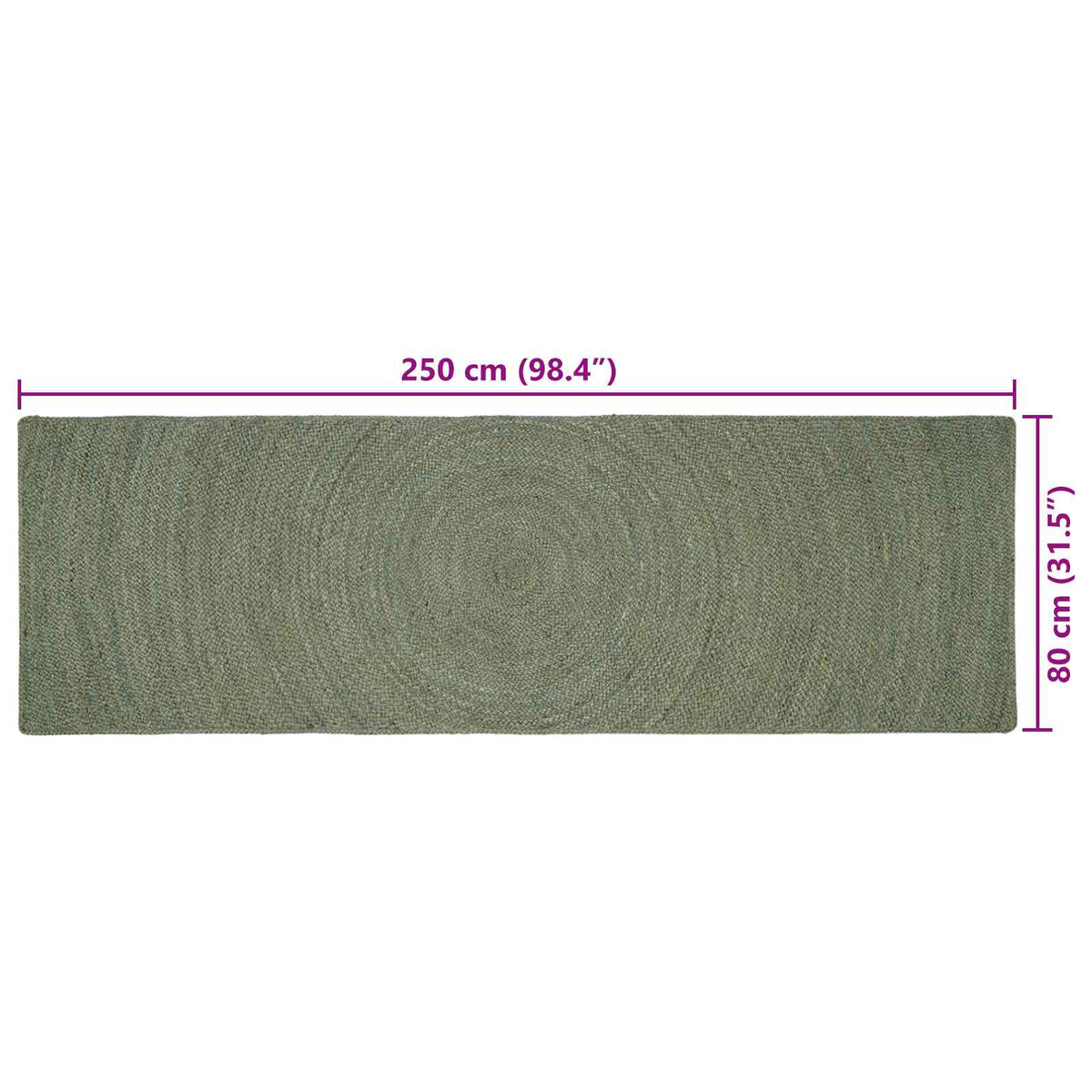 Områdetæpper Olivengrøn 80 x 250 cm Jute