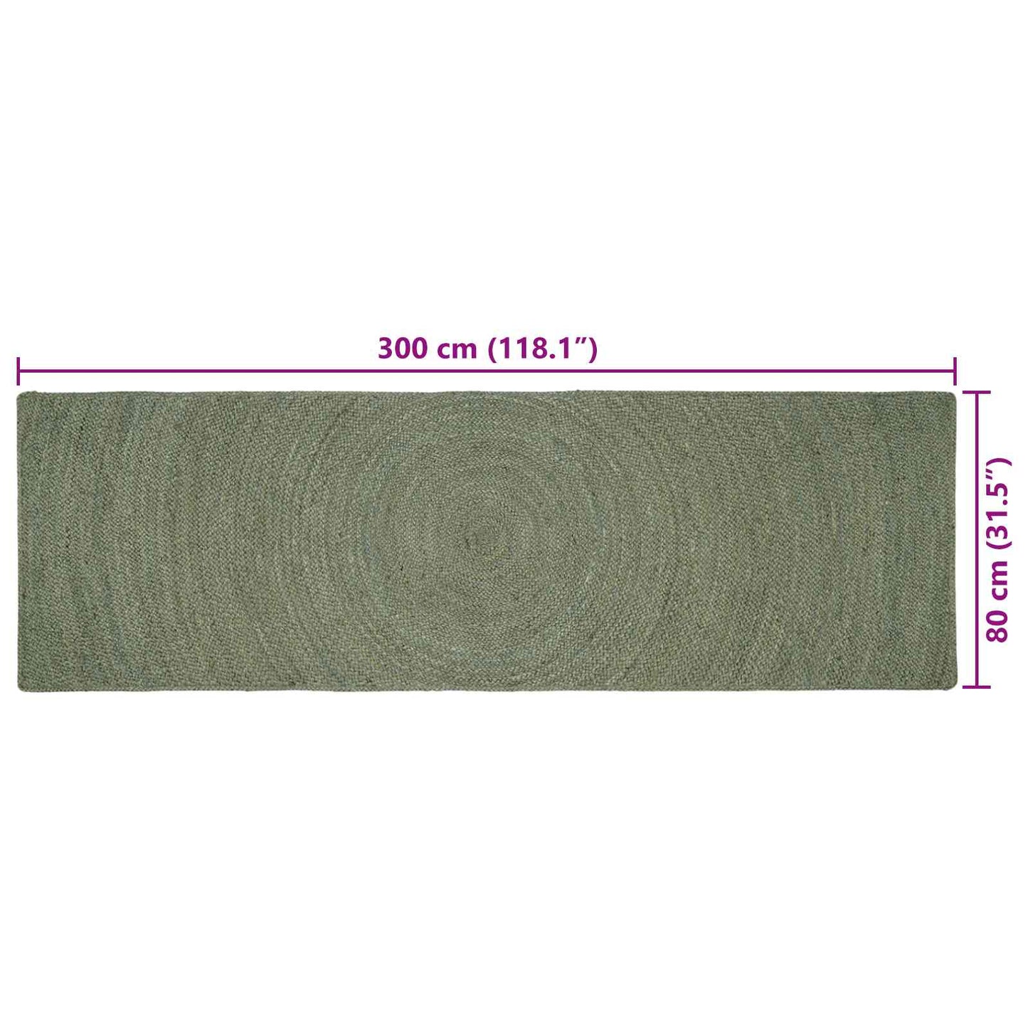 Områdetæpper Olivengrøn 80 x 300 cm Jute
