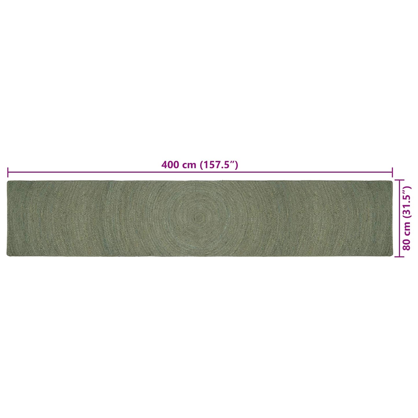 Områdetæpper Olivengrøn 80 x 400 cm Jute