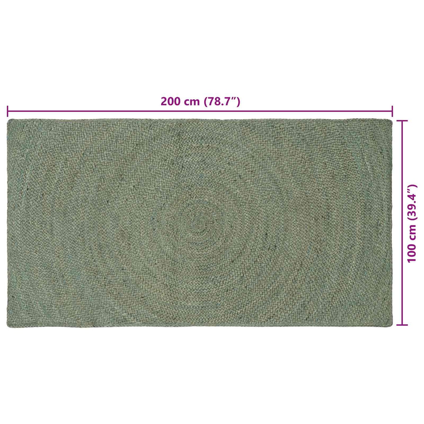 Områdetæpper Olivengrøn 100 x 200 cm Jute