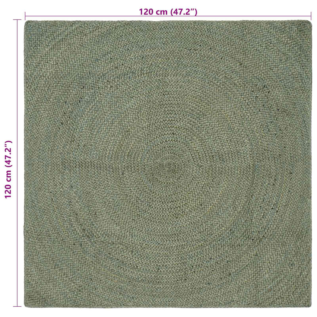 Områdetæpper Olivengrøn 120 x 120 cm Jute