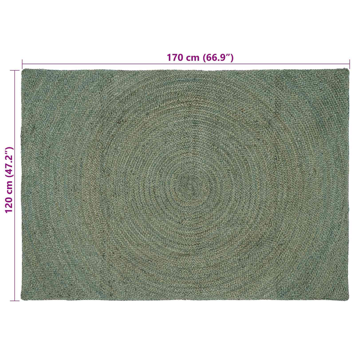 Områdetæpper Olivengrøn 120 x 170 cm Jute