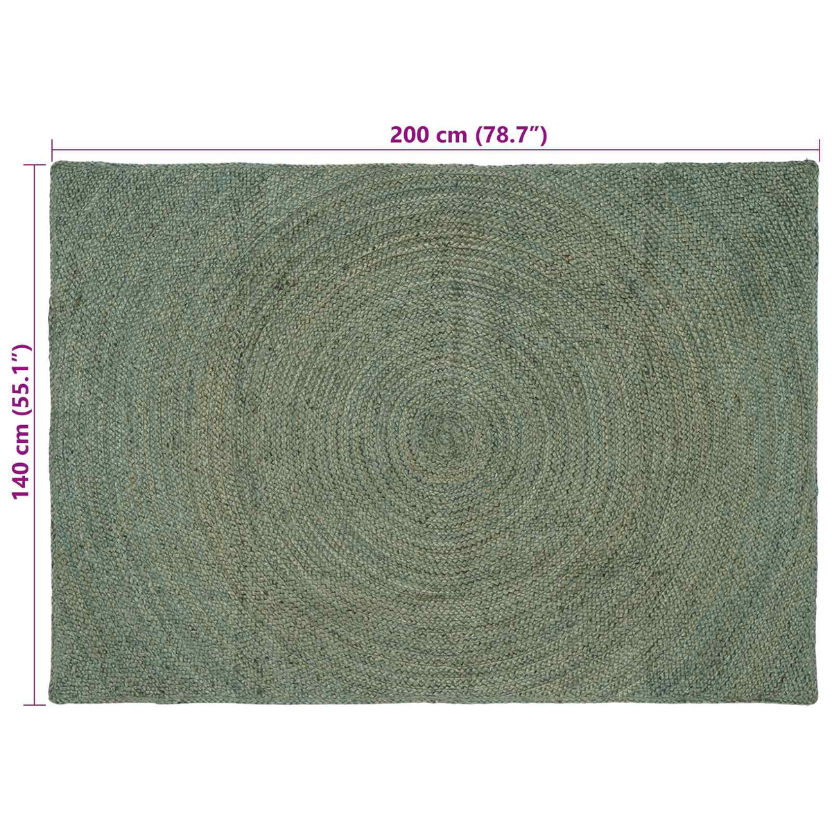 Områdetæpper Olivengrøn 140 x 200 cm Jute