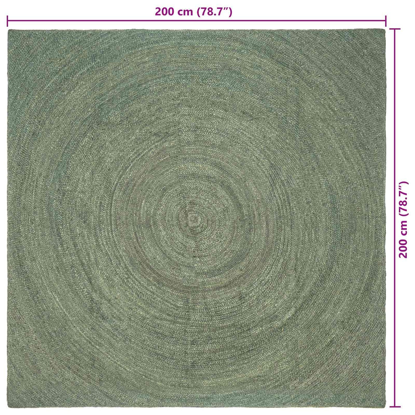 Områdetæpper Olivengrøn 200 x 200 cm Jute