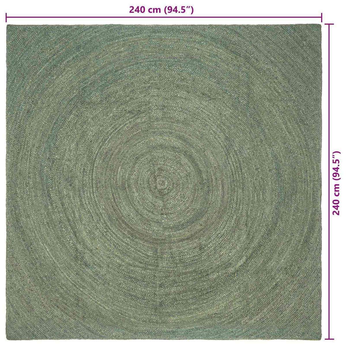 Områdetæpper Olivengrøn 240 x 240 cm Jute