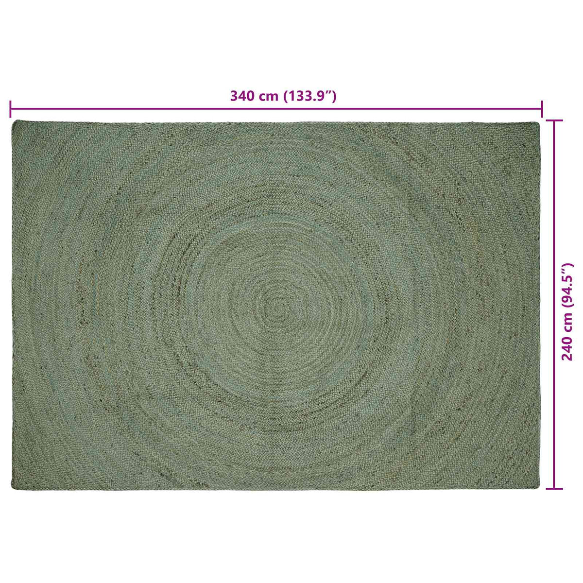 Områdetæpper Olivengrøn 240 x 340 cm Jute