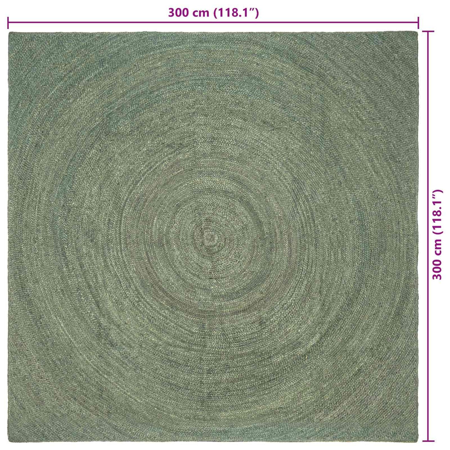 Områdetæpper Olivengrøn 300 x 300 cm Jute