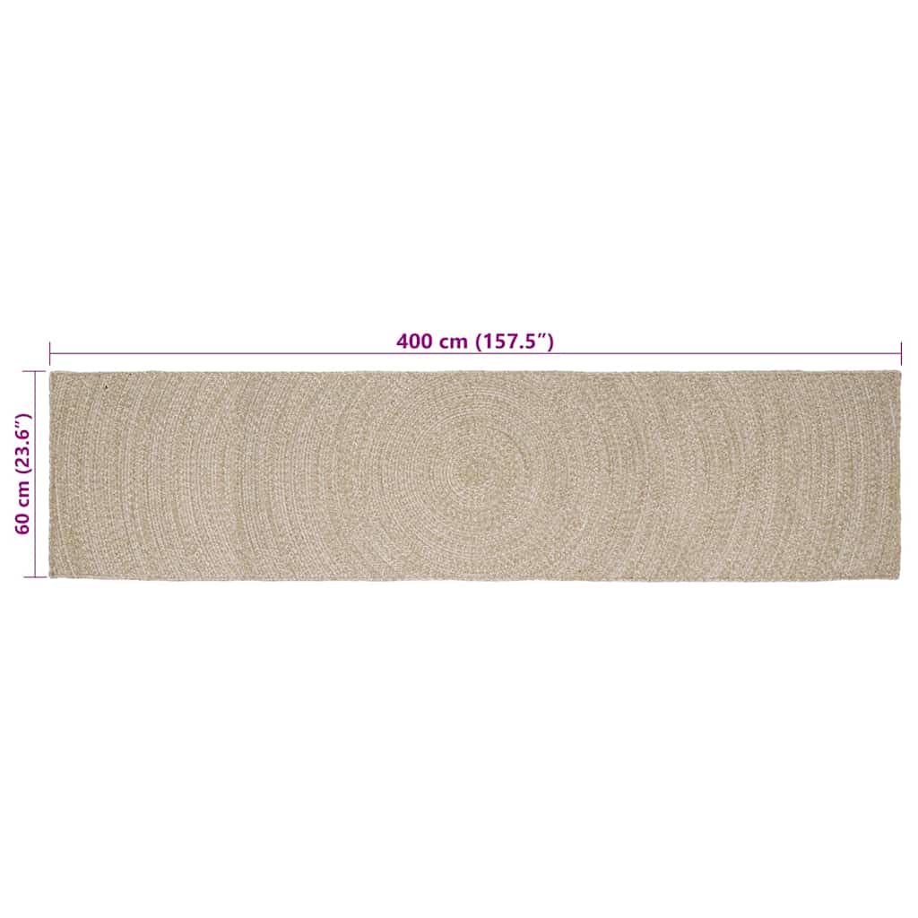 Område tæppe Natur og hvid 60 x 400 cm Jute
