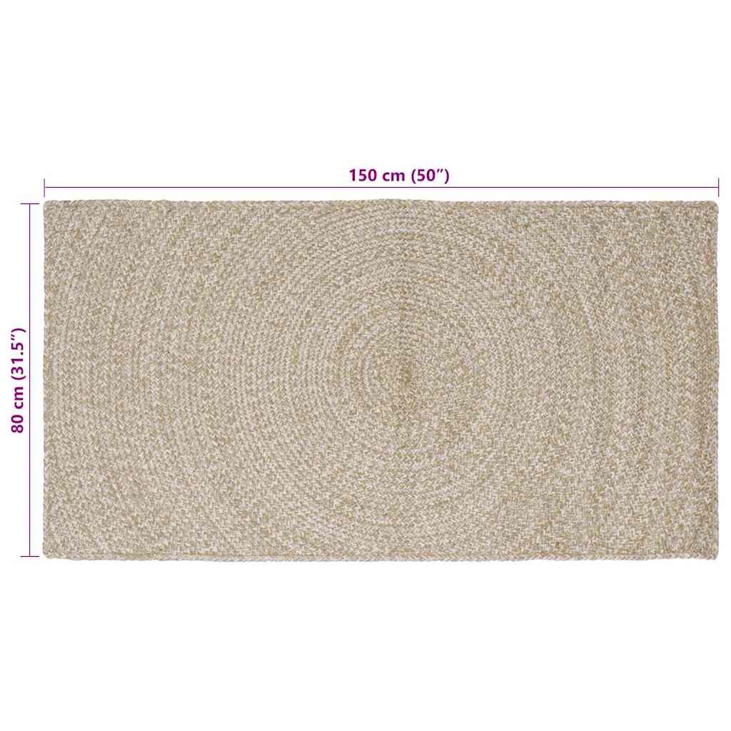 Område tæppe Natur og hvid 80 x 150 cm Jute