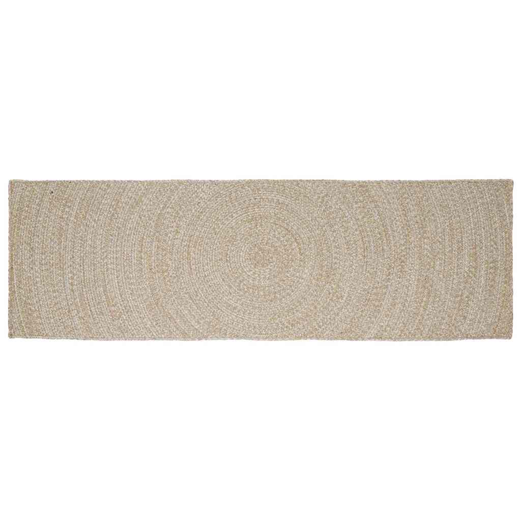 Område tæppe Natur og hvid 80 x 200 cm Jute