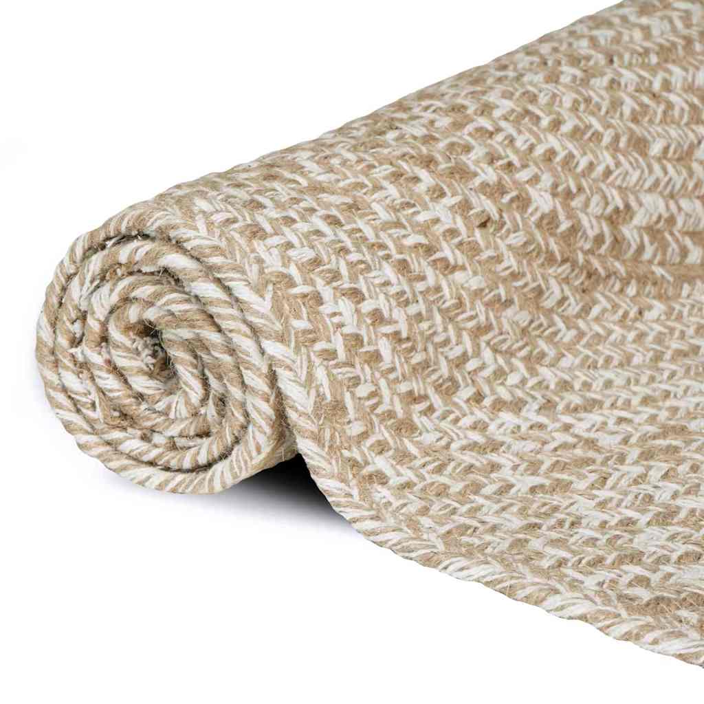 Område tæppe Natur og hvid 80 x 250 cm Jute