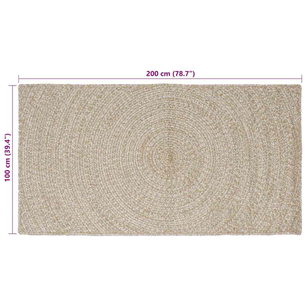 Område tæppe Natur og hvid 100 x 200 cm Jute