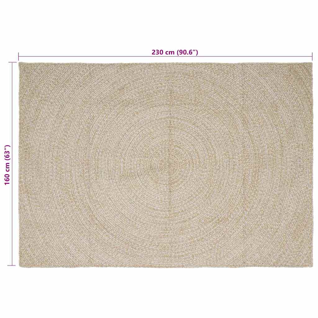 Område tæppe Natur og hvid 160 x 230 cm Jute