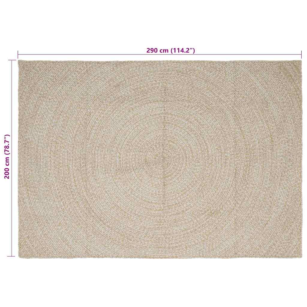 Område tæppe Natur og hvid 200 x 290 cm Jute