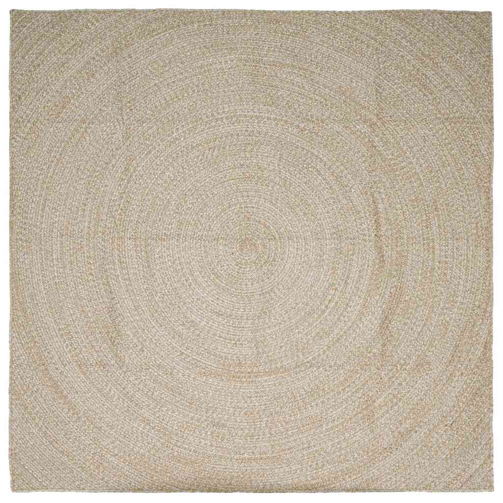 Område tæppe Natur og hvid 240 x 240 cm Jute
