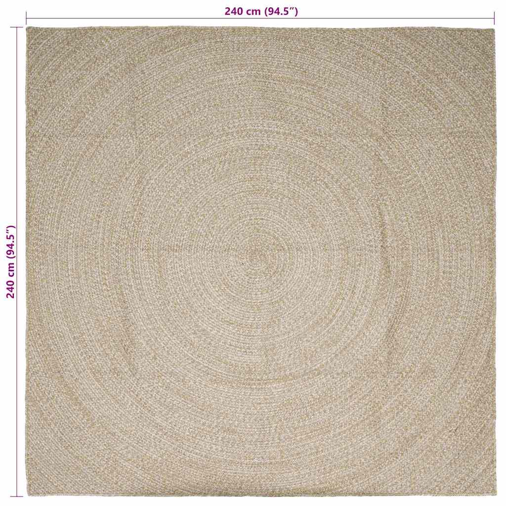 Område tæppe Natur og hvid 240 x 240 cm Jute