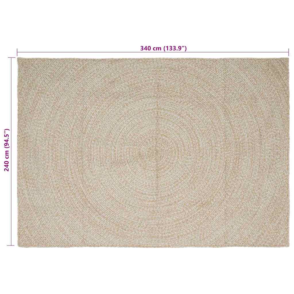Område tæppe Natur og hvid 240 x 340 cm Jute