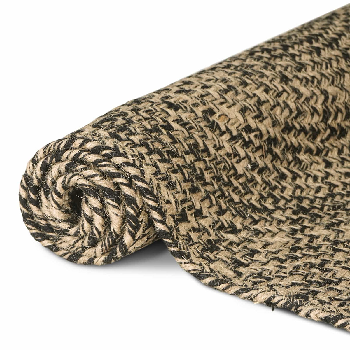 Område tæppe Naturfarvet og sort 80 x 250 cm Jute