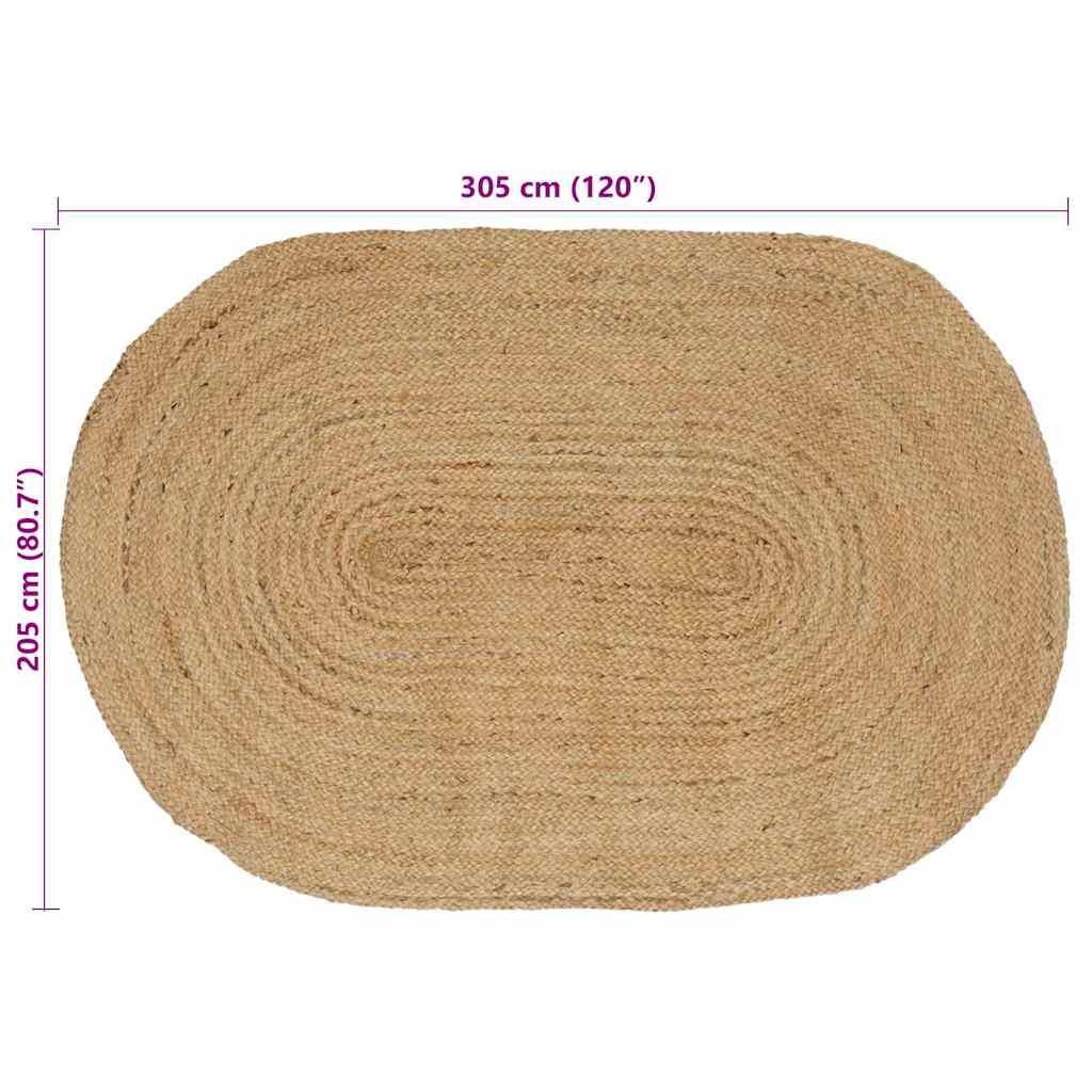 Områdetæpper Naturfarvet 205 x 305 cm Jute